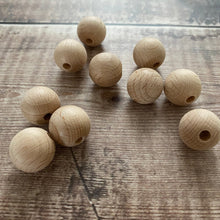 Load image into Gallery viewer, Bead - round wooden bead in beech, 2 cm diameter - packs of 10/25