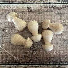 Load image into Gallery viewer, Mushrooms - wooden fungi / toadstools in unbleached solid beech - medium 5.2cm tall