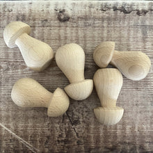 Load image into Gallery viewer, Mushrooms - wooden fungi / toadstools in unbleached solid beech - medium 5.2cm tall