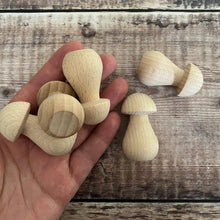 Load image into Gallery viewer, Mushrooms - wooden fungi / toadstools in unbleached solid beech - medium 5.2cm tall