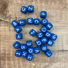 Load image into Gallery viewer, Bead alphabet - 28 square beads - one set only in blue