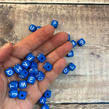 Load image into Gallery viewer, Bead alphabet - 28 square beads - one set only in blue