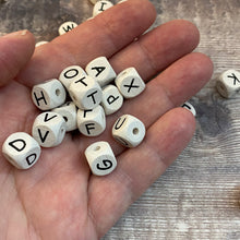 Load image into Gallery viewer, Cube shape bead alphabet - 28 beads - one set only in white