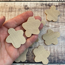 Load image into Gallery viewer, Gingerbread / snowman / ploofy star wood cutout - 4.5cm - pack of 10