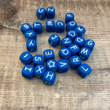 Load image into Gallery viewer, Bead alphabet - 28 square beads - one set only in blue