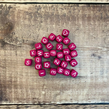 Load image into Gallery viewer, Pink cube beads with letters on