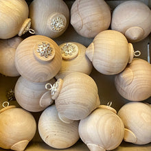 Load image into Gallery viewer, Slight seconds wooden baubles with hanging ring