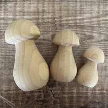 Load image into Gallery viewer, Mushrooms - wooden fungi / toadstools in unbleached solid beech - medium 5.2cm tall