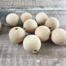 Load image into Gallery viewer, Bead - round wooden bead in beech, 2.5 cm / 25 mm diameter

