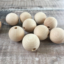 Load image into Gallery viewer, Bead - round wooden bead in beech, 2.5 cm / 25 mm diameter