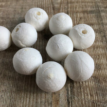 Load image into Gallery viewer, Compressed paper balls 2 cm diameter - ten white spun cotton / paper wadding shapes