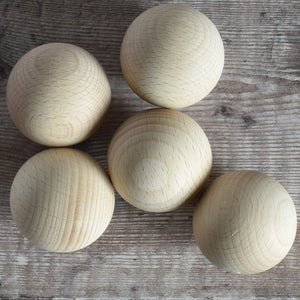 Solid wooden balls - close up