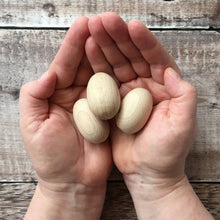 Load image into Gallery viewer, Eggs - pack of three 4.5cm wooden bantam eggs in solid beech