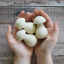Load image into Gallery viewer, Mushrooms - wooden fungi / toadstools in solid beech with bleached finish - large 6.4cm tall