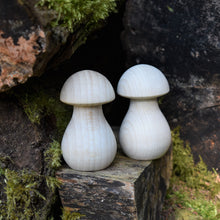 Load image into Gallery viewer, Mushrooms - wooden fungi / toadstools in solid beech with bleached finish - large 6.4cm tall