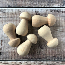 Load image into Gallery viewer, Mushrooms - wooden fungi / toadstools in unbleached solid beech - large 6.8cm tall