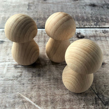 Load image into Gallery viewer, Mushrooms - wooden fungi / toadstools in unbleached solid beech - large 6.8cm tall