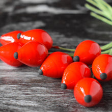Load image into Gallery viewer, Rosehips - ten glazed spun cotton rosehips on wire stem