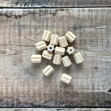 Load image into Gallery viewer, Bead - wooden fluted / corrugated roller bead - pack of 10 - last few packs!