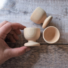 Load image into Gallery viewer, Egg cups - solid wooden beech goblet shape