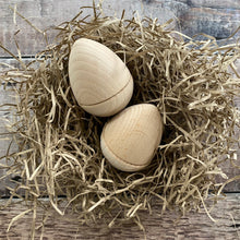 Load image into Gallery viewer, 8cm beech wood egg in two halves