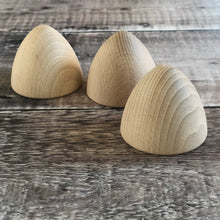 Load image into Gallery viewer, 5cm tall half egg / house / rocket nose cone - 6cm diam beech - EN71 certified