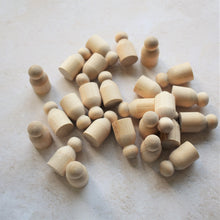 Load image into Gallery viewer, Birch tot figures - 25-pack of 3cm tall peg doll - seconds
