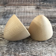 Load image into Gallery viewer, 5cm tall half egg / house / rocket nose cone - 6cm diam beech - EN71 certified
