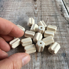Load image into Gallery viewer, Bead - wooden fluted / corrugated roller bead - pack of 10 - last few packs!