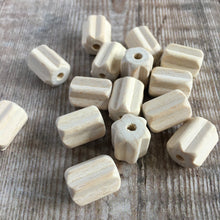 Load image into Gallery viewer, Bead - wooden fluted / corrugated roller bead - pack of 10 - last few packs!