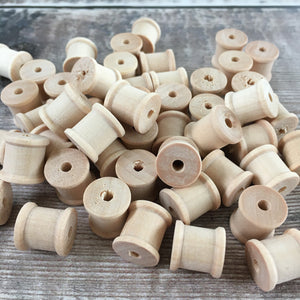 Bead - tiny wooden cotton reel / spool