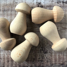 Load image into Gallery viewer, Mushrooms - wooden fungi / toadstools in unbleached solid beech - large 6.8cm tall