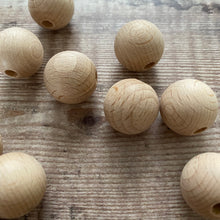 Load image into Gallery viewer, Bead - round wooden bead in beech, 2 cm diameter - packs of 10/25
