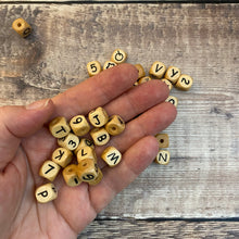Load image into Gallery viewer, Cube shaped letter beads - one set only - natural
