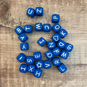 Cube shaped letter beads - one set only - blue
