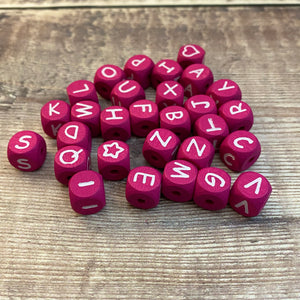 Cube shaped letter beads - one set only - pink