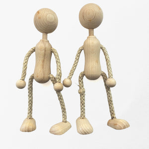 2 Poseable beech and sisal doll / puppet - seconds - 19cm tall