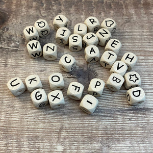 Cube shaped letter beads - one set only - white