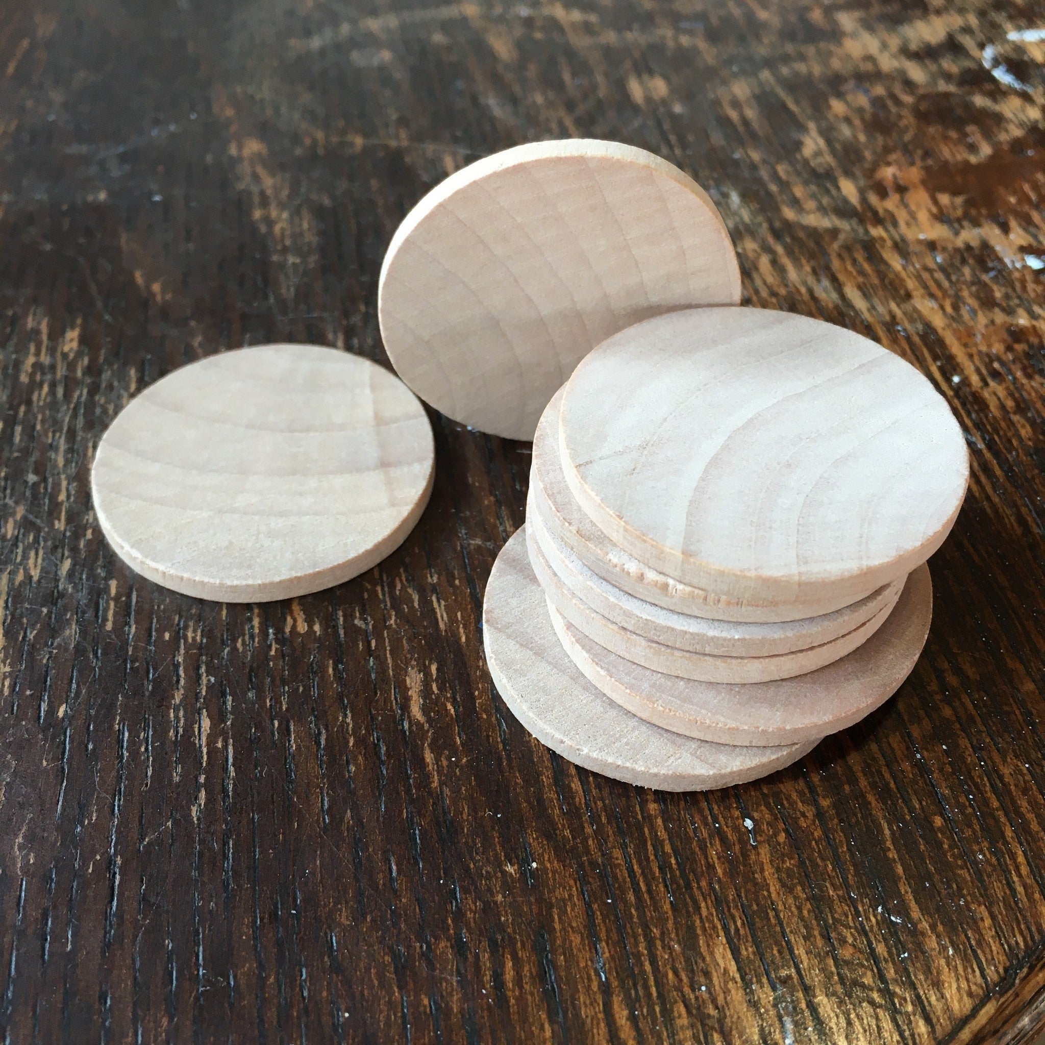 3/4 Wood Discs Wood Circles Set of 25 Unfinished Wood Coins 1/8 Thick Wood  Rounds Wooden Circles 