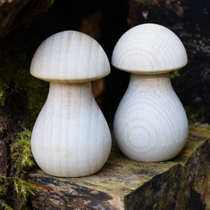 Mushrooms - wooden fungi / toadstools in solid beech - large 6.4cm tall