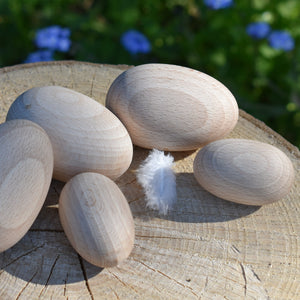 Eggs - pack of five 4.5cm wooden bantam eggs in solid beech