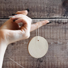 Load image into Gallery viewer, 6cm diameter hanging wooden disc blank
