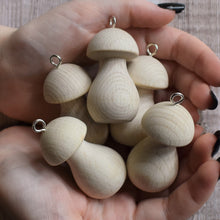Load image into Gallery viewer, Two mushroom wooden hanging decorations - 6.4cm large size
