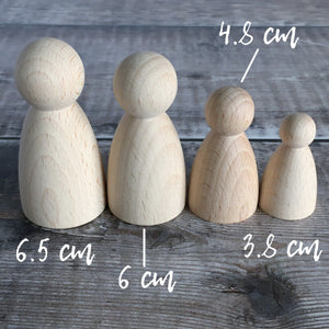 Rounded body figures - 3.8 cm tall in solid beech, EU made