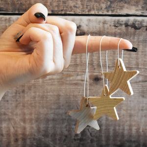 Star decoration with hanging hole - 3.8cm - pack of 5