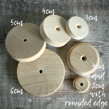 Load image into Gallery viewer, Wheel - wooden wheel 4 cm / 40 mm diameter - with rounded edge / rim
