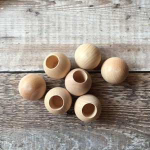 Dowel cap / peg head beads - 'loose fit' 3.2 cm diameter, 1.5 cm  half-drilled hole