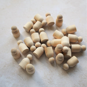 Birch tot figures - 25-pack of 3cm tall peg doll - seconds