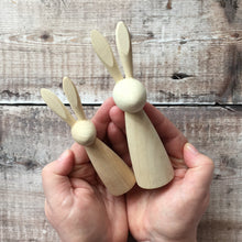 Load image into Gallery viewer, Wooden bunny set scale

