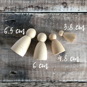 Rounded body figures - 3.8 cm tall in solid beech, EU made